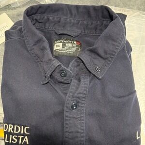 Carhartt FR Work Shirt Mens 3XL Navy Blue Flame Resistant Nordic Calista